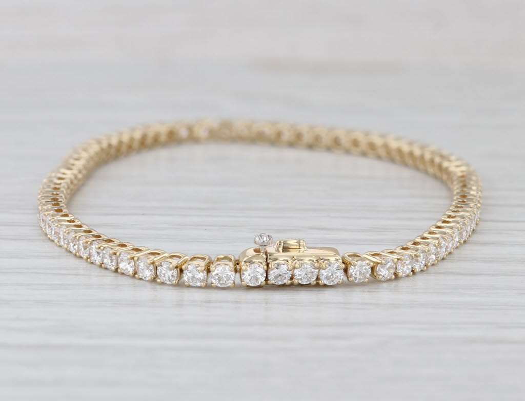 New 3.78ctw Lab Grown Diamond Tennis Bracelet 14k Yellow Gold 7"