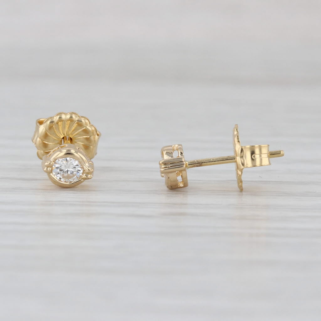 0.26ctw Diamond Solitaire Stud Earrings 14k Yellow Gold Round Bezel Set Studs