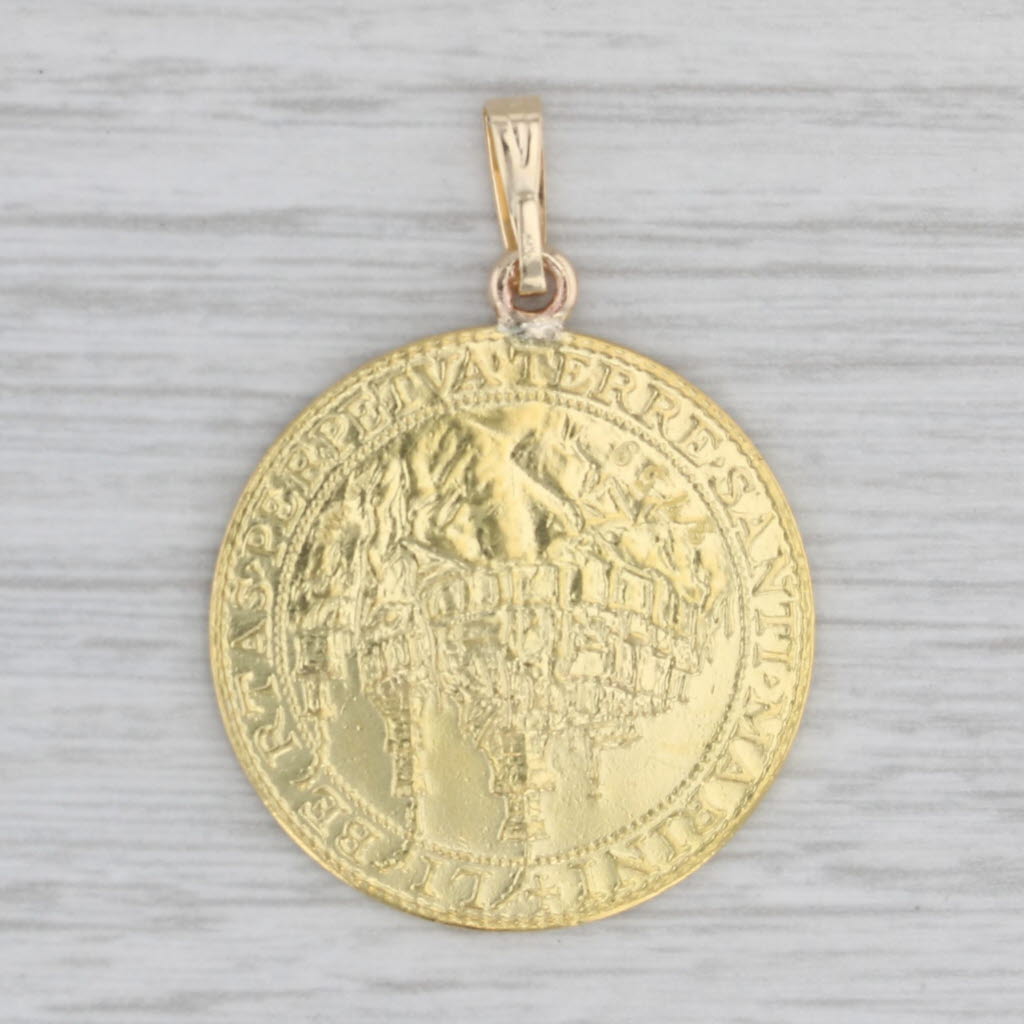 Gray 1975 San Marino Gold Medallion Pendant 22k 14k Yellow Gold Basilica Catholic