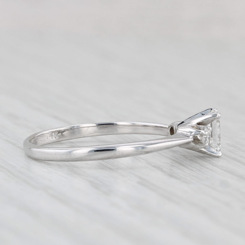 Light Gray 0.44ctw Emerald Cut Diamond Engagement Ring 14k White Gold Size 6.5