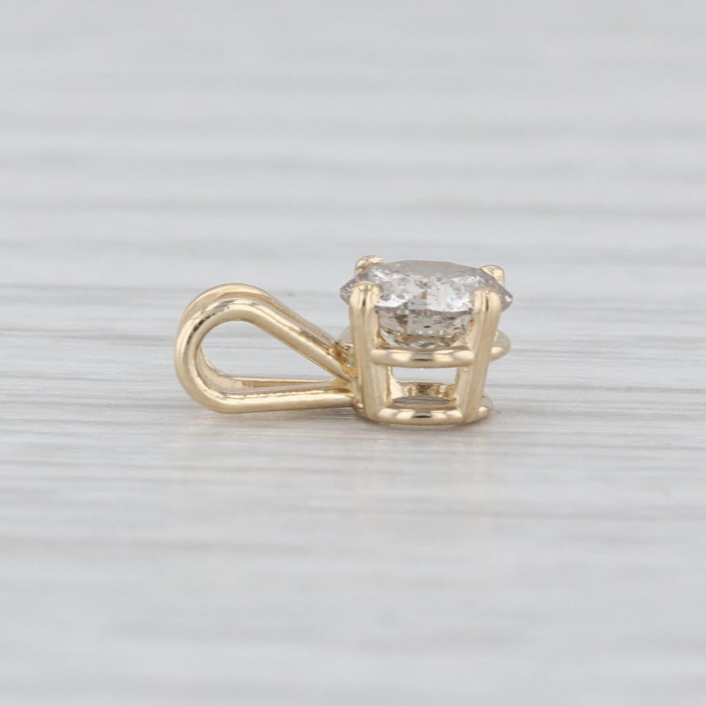 New 0.60ct Round Diamond Solitaire Pendant 14k Yellow Gold