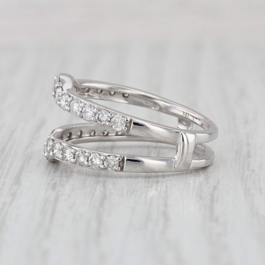 0.88ctw Diamond Ring Jacket Guard Wedding Band 14k White Gold Size 8.5