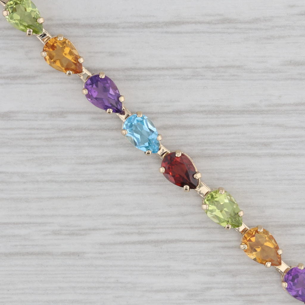 Gray 9.64ctw Gemstone Tennis Bracelet 14k Gold Amethyst Topaz Garnet Peridot Citrine