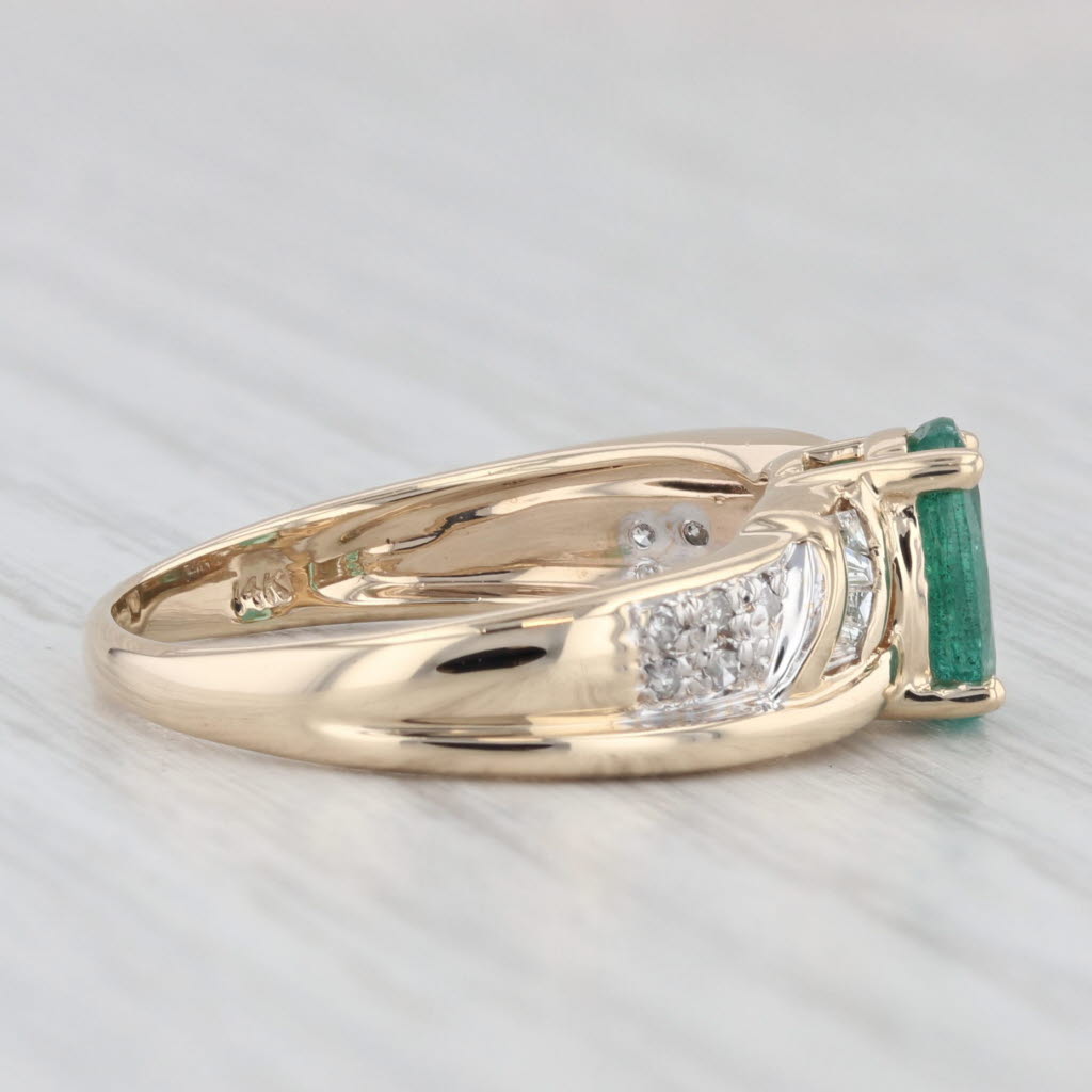 Light Gray 1.10ctw Oval Emerald Diamond Ring 14k Yellow Gold Size 7