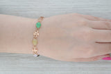 Multicolor Jadeite Jade Chinese Calligraphy Bracelet 14k Rose Gold 7"