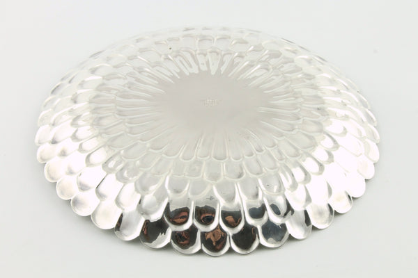 Light Gray Vintage Tiffany & Co Sterling Silver Round 7" Tray Floral Feather Motif #25208