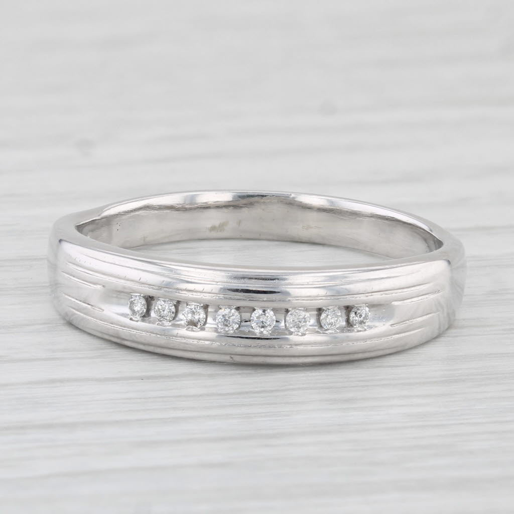 Light Gray Diamond Men's Wedding Band 10k White Gold Size 12.75 Ring