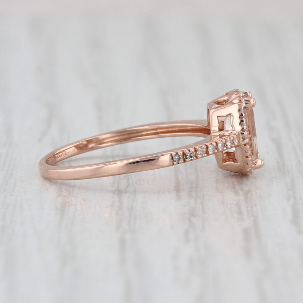 0.81ctw Morganite Diamond Halo Ring 14k Rose Gold Size 7.25 Engagement