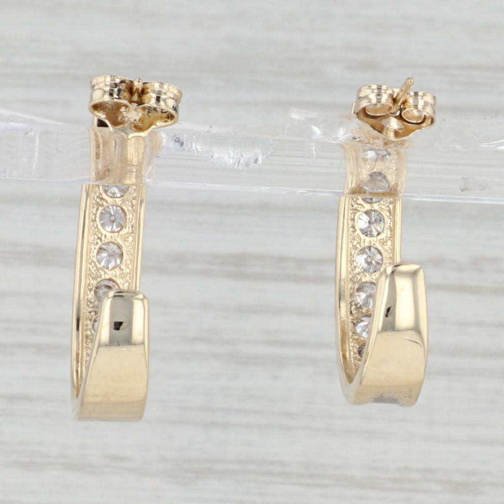 Light Gray 0.75ctw Diamond Journey J-Hook Earrings 14k Yellow Gold Pierced Drops