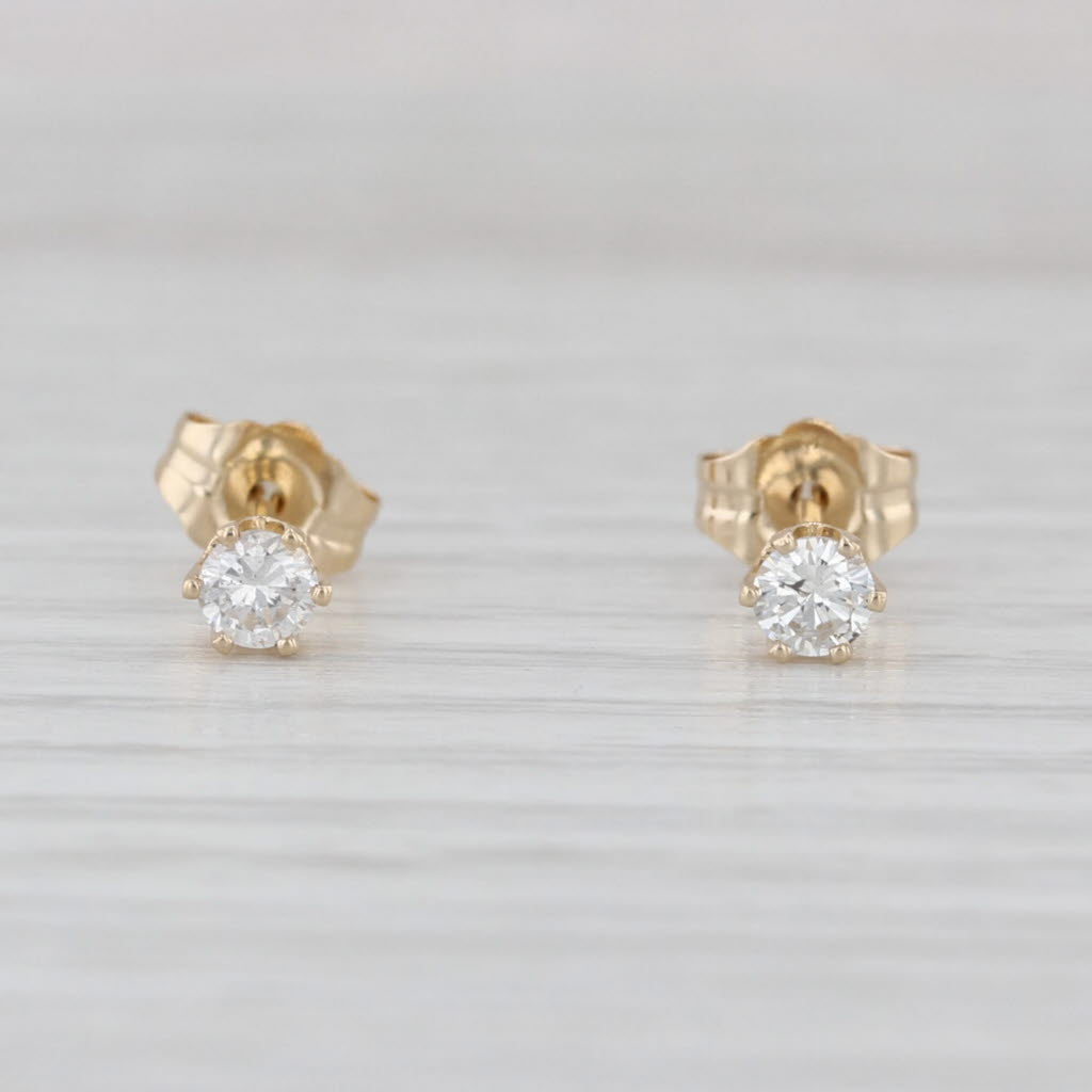 0.20ctw Diamond Stud Earrings 14k Yellow Gold Round Solitaire Studs
