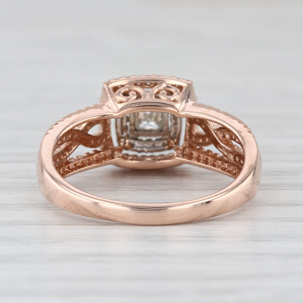 0.37ctw Diamond Princess Halo Engagement Ring 10k Rose White Gold Size 7