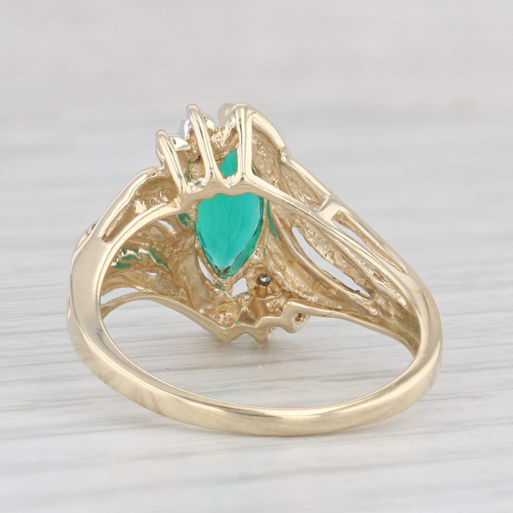 10k Emerald Marquise Bypass on sale Diamond Accent Ring