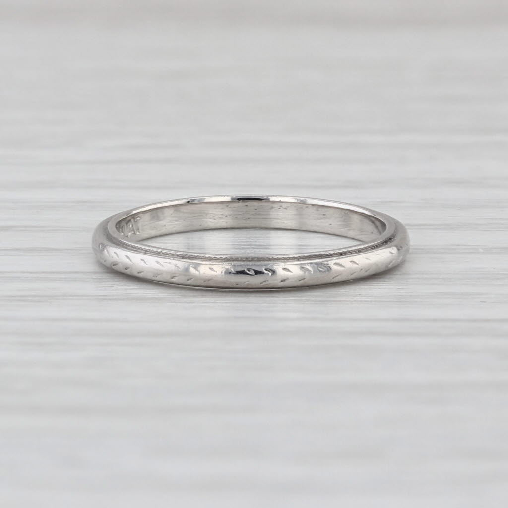 Art Deco Wheat Pattern Ring Platinum Wedding Band Stackable Size 4.5