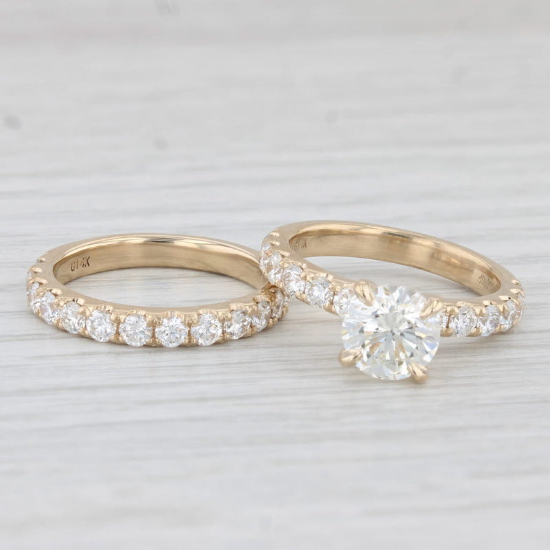 New 3.12ctw Diamond Engagement Ring Wedding Band Bridal Set 14k Gold GIA