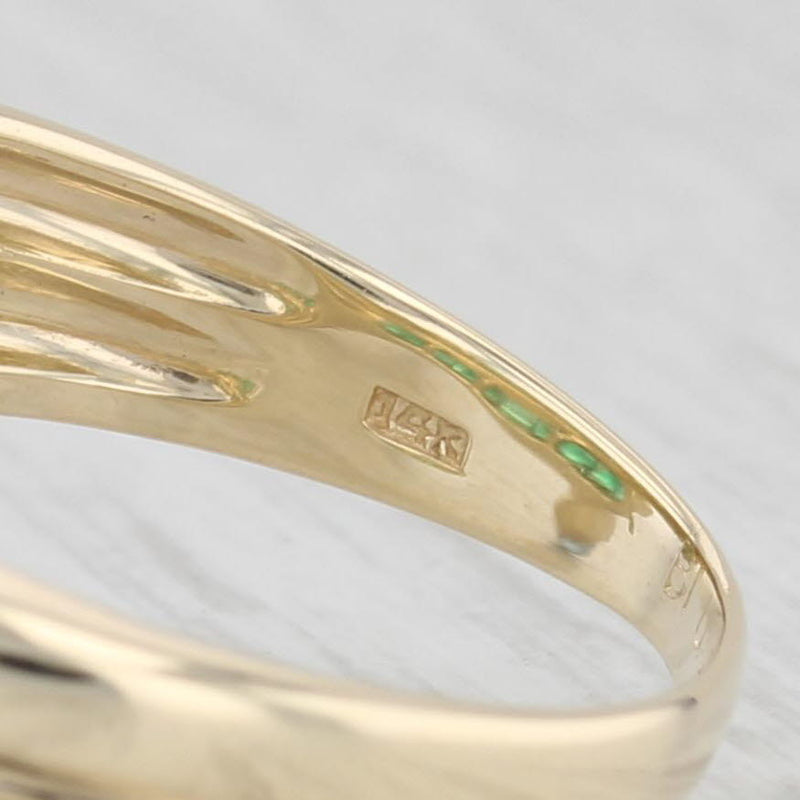 Emerald Sapphire Diamond Ring 14k Yellow Gold Size 7 Bypass