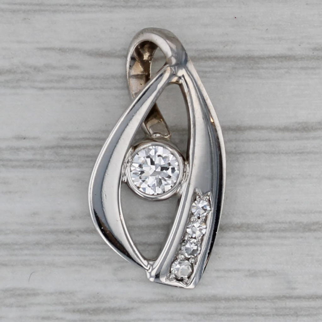 Dark Gray 0.33ctw Diamond Drop Pendant 14k White Gold