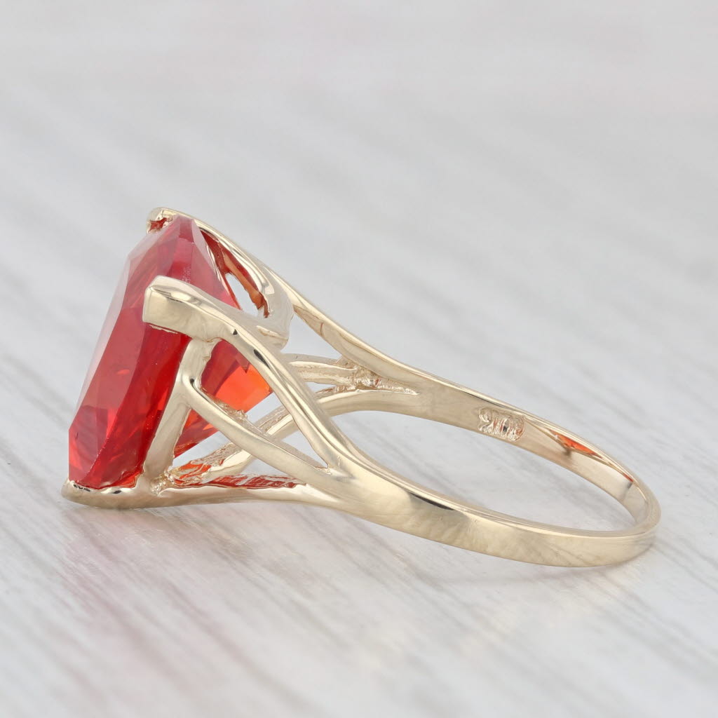 Light Gray 7.75ct Lab Created Red Sapphire Trillion Solitaire Ring 10k Yellow Gold Size 6