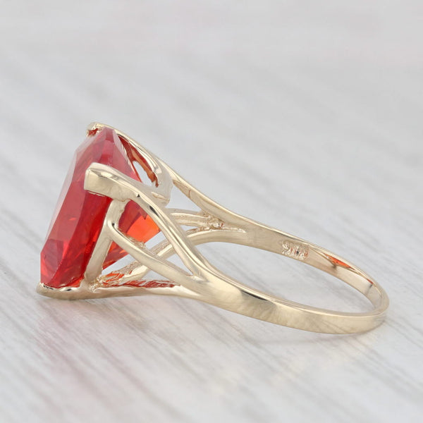 7.75ct Lab Created Red Sapphire Trillion Solitaire Ring 10k Yellow Gold Size 6
