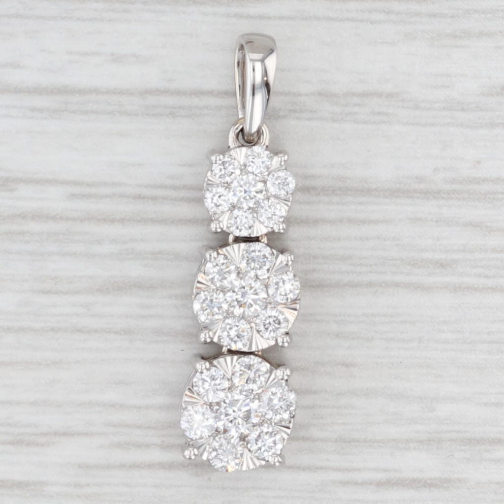Light Gray 0.65ctw Graduated Diamond Clusters Journey Pendant 14k White Gold