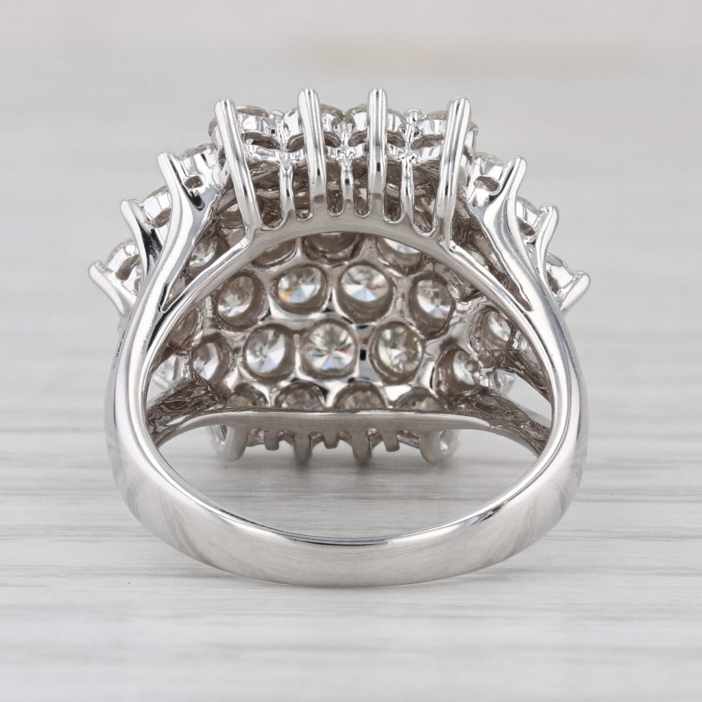 2.30ctw Diamond Cluster Ring 18k White Gold Cocktail Size 6.5 Vintage Estate
