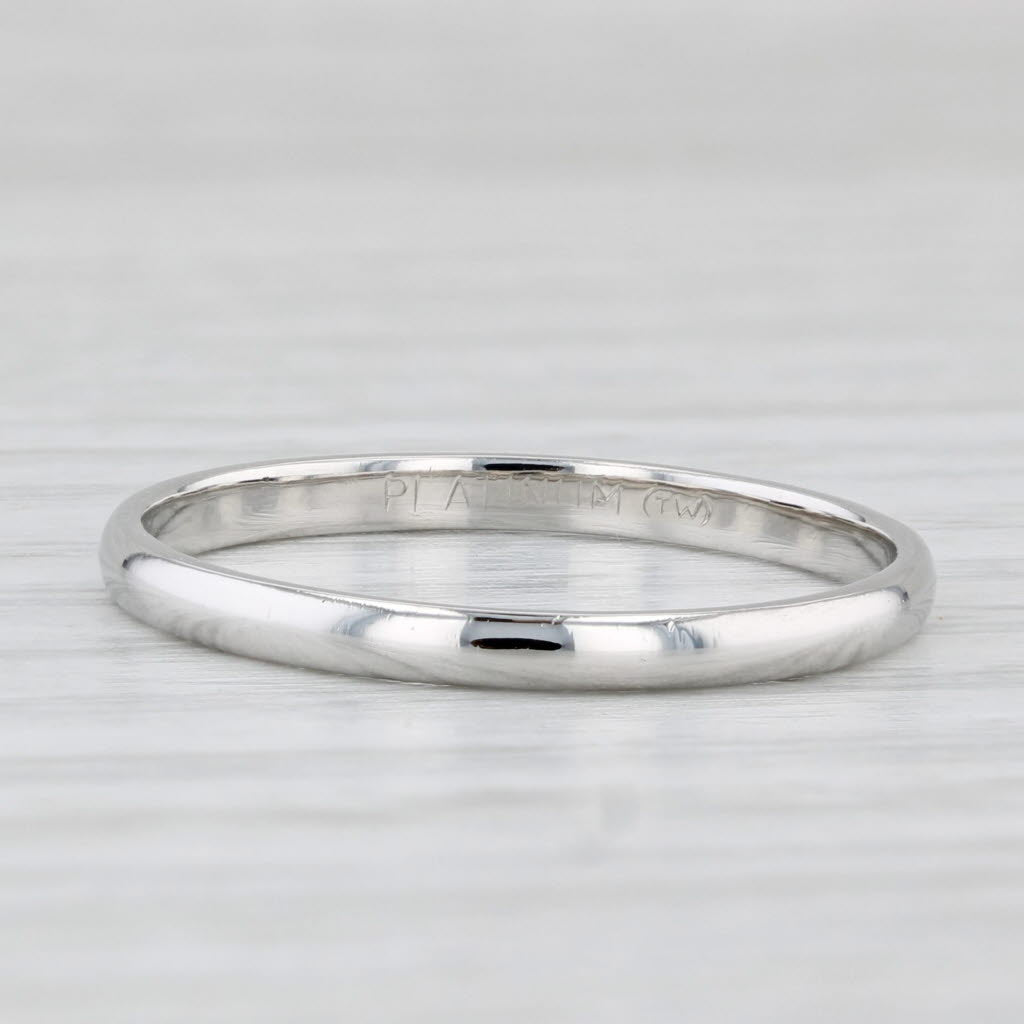 Light Gray Platinum Wedding Band Size 8.5 Stackable Ring