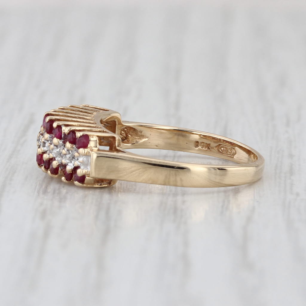 0.60ctw Tiered Ruby Diamond Pyramid Ring 14k Yellow Gold Size 6.25 Stackable