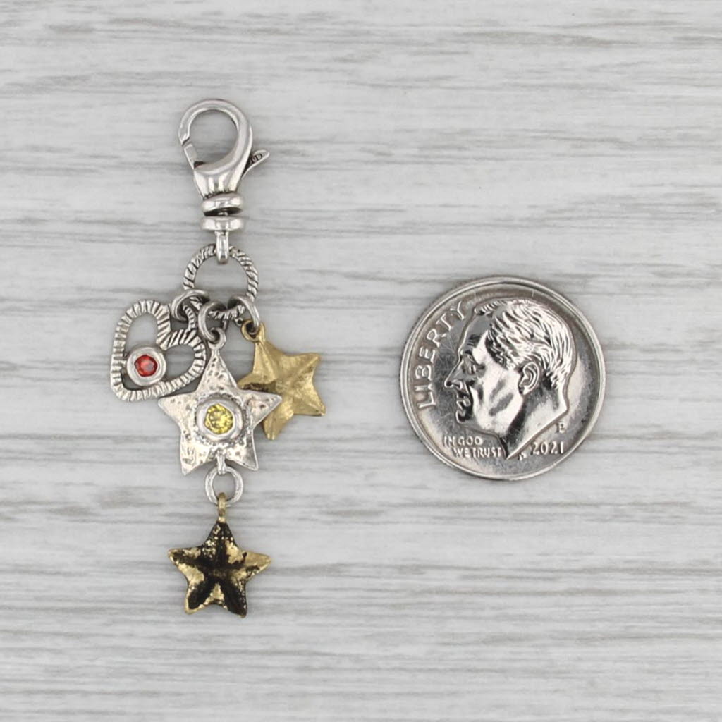 Silpada Shoot for the Stars Heart Charm Pendant Sterling Silver Cubic Zirconia