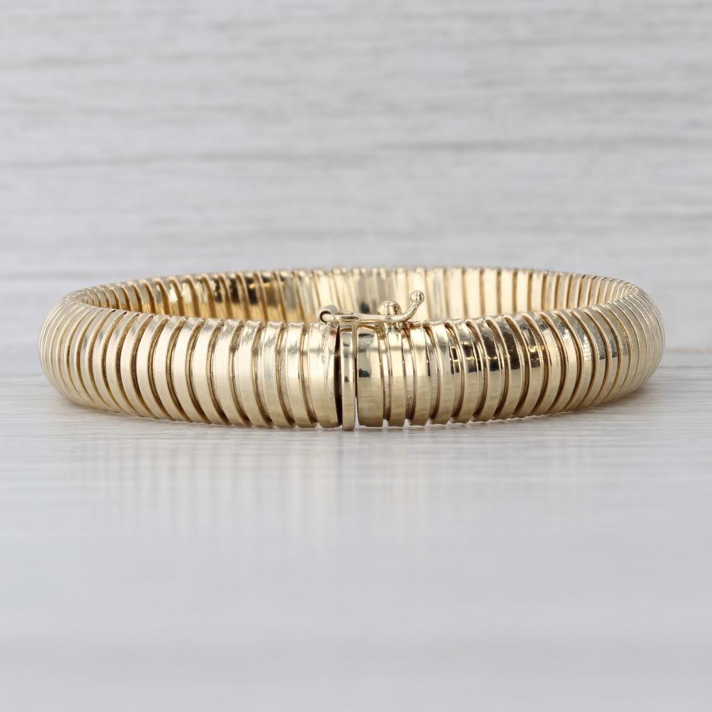 Omega Chain Bracelet 14k Yellow Gold 6.75" 9.2mm Italy