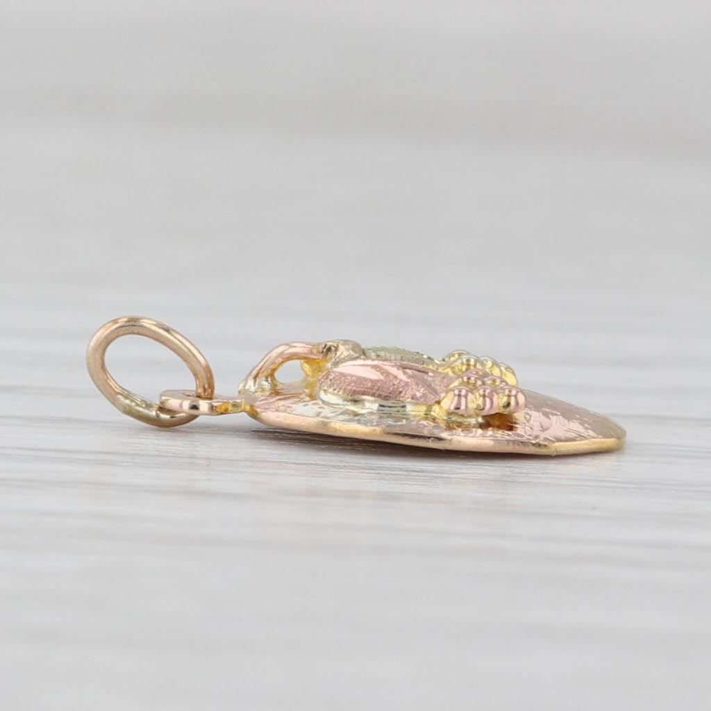 Black Hills Gold Grape Bunch Leaf Charm 10k 12k Yellow Rose Green Gold Pendant