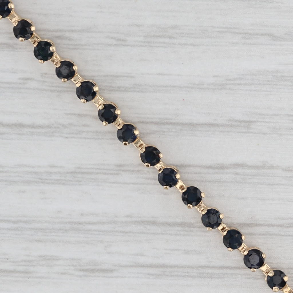 3.70ctw Blue Sapphire Tennis Bracelet 14k Yellow Gold 6.5" 3mm