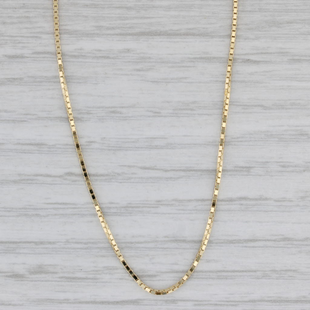 Gray New Box Chain Necklace 10k Yellow Gold 18" 0.9mm