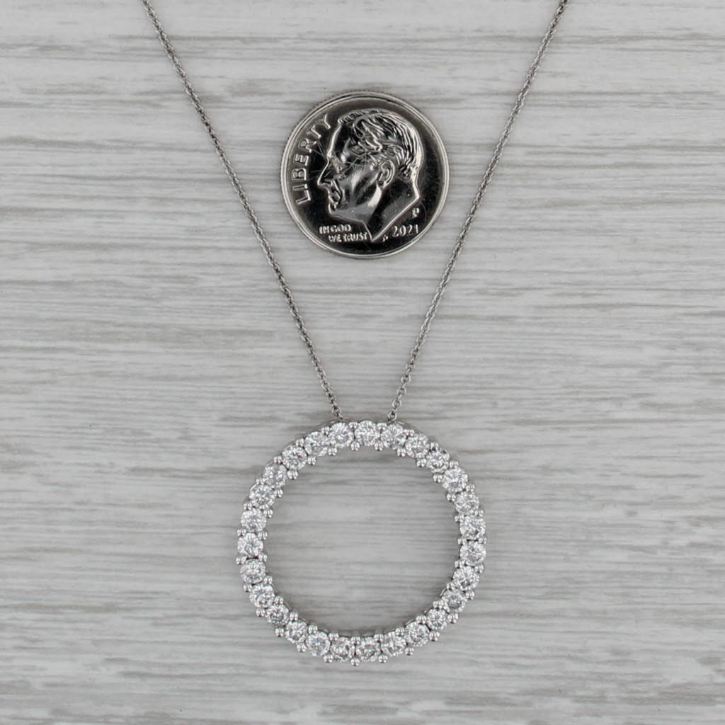 1.83ctw Diamond Eternity Circle Pendant Necklace 14k White Gold 18" Cable Chain