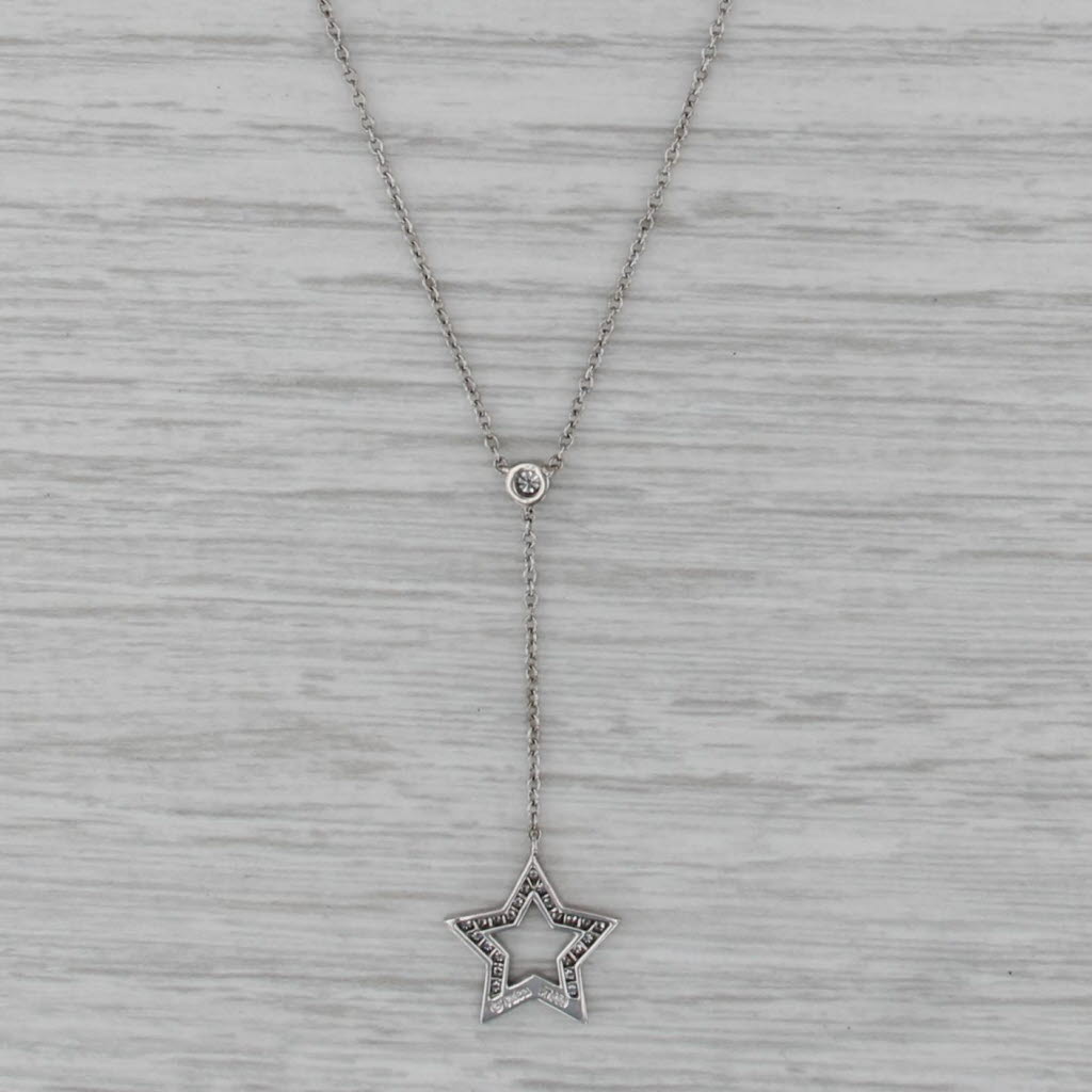 Tiffany & Co 0.20ctw Diamond Star Lariat Necklace w/ Pouch 950 Platinum 16.25"