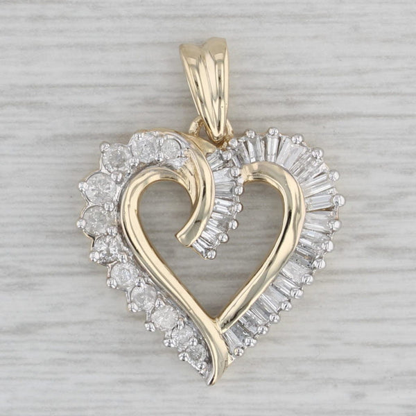 0.66ctw Diamond Open Heart Pendant 10k Yellow Gold