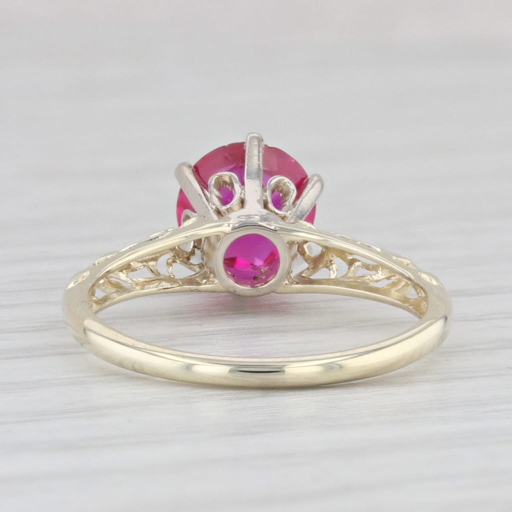 Light Gray 1.75ct Lab Created Ruby Solitaire Ring 14k Yellow White Gold Size 5.5 Vintage