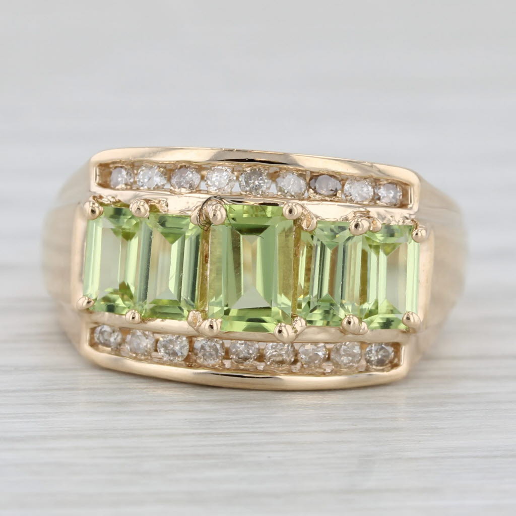 Light Gray 2.08ctw Peridot Diamond Ring 14k Yellow Gold Size 8.5