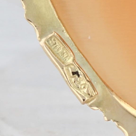 Carved Shell Cameo Brooch Pendant 18k Yellow Gold Vintage Italian