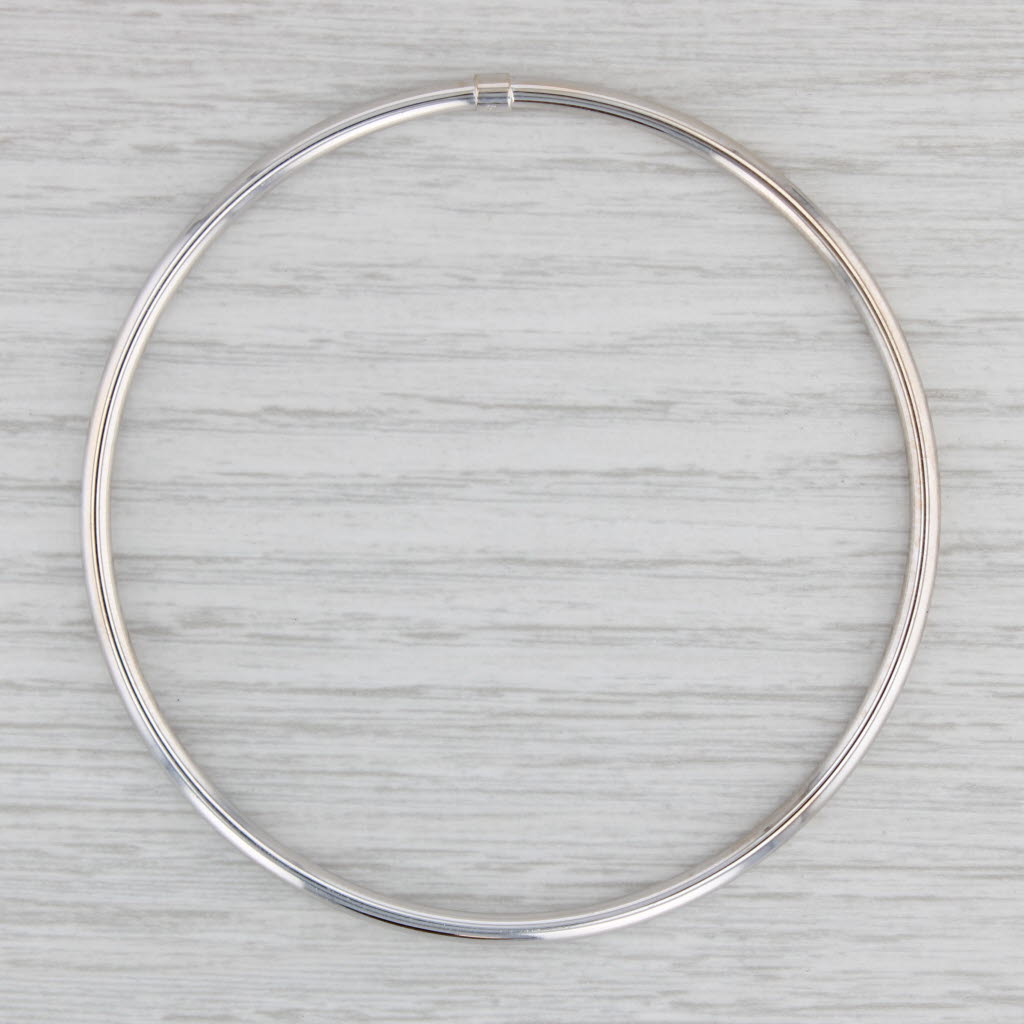 Gray Stackable Classic Bangle Bracelet 14k White Gold 8.5" 3mm