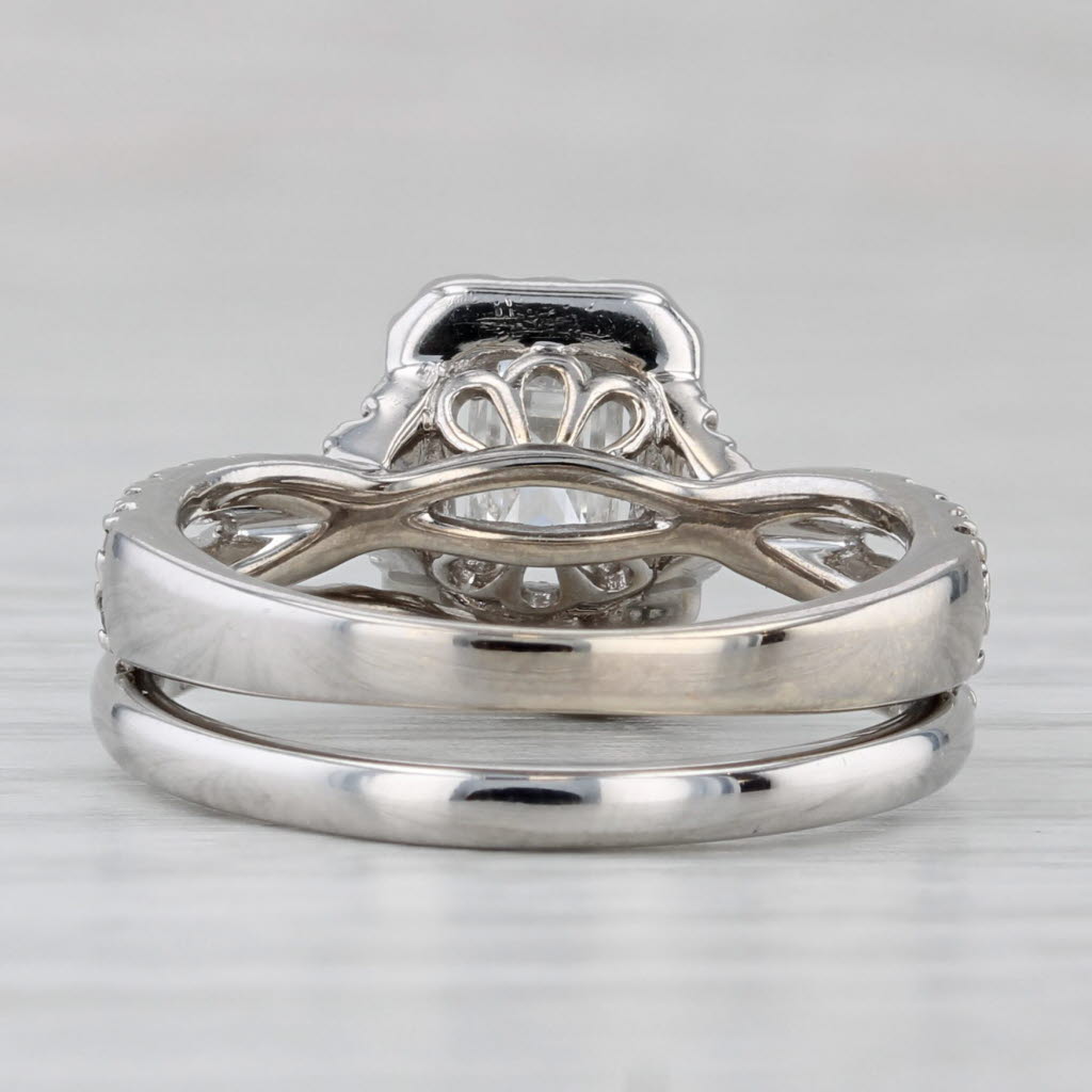 Gray 1.20ctw Leo Diamond Halo Engagement Ring Contoured Wedding Band 14k White Gold