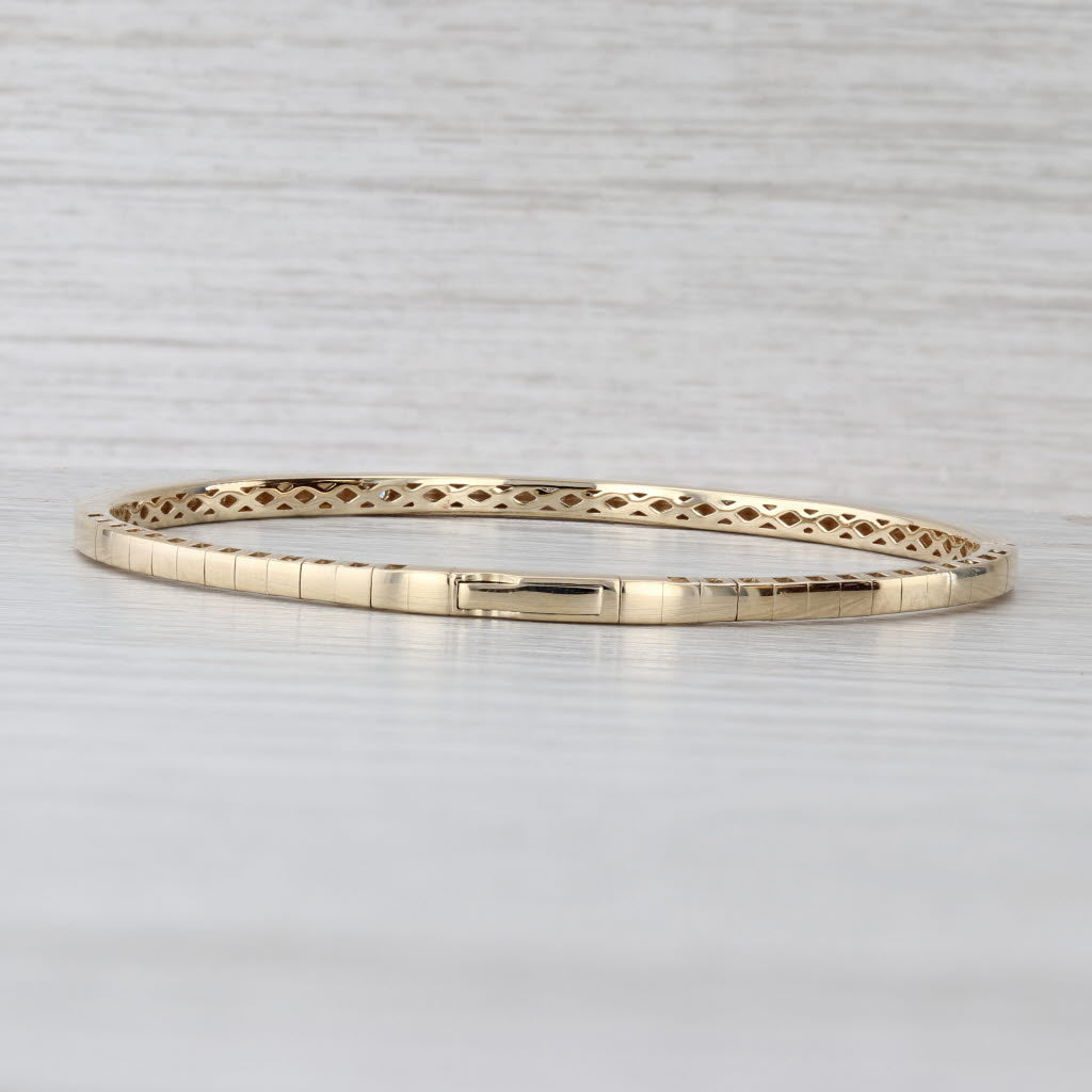 New 0.20ctw Diamond Dots Flexible Bangle Bracelet 14k Yellow Gold 6.5" 2.8mm