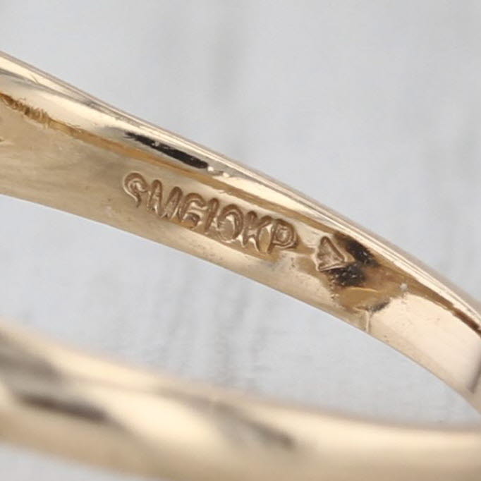 Navette Onyx Diamond Bypass Ring 10k Yellow Gold Size 6.5
