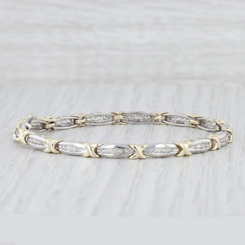 Light Gray 0.80ctw Diamond Bracelet 10k Yellow White Gold 7" 3.9mm