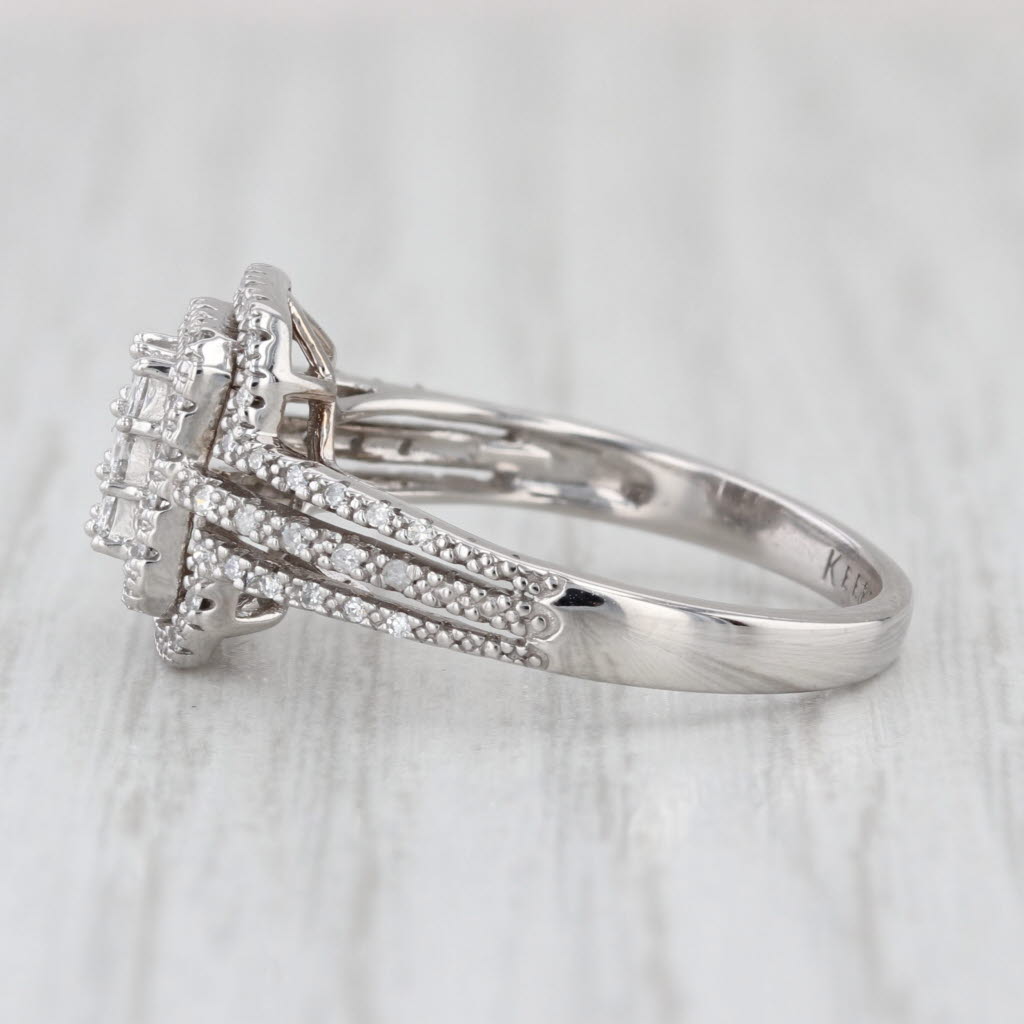 0.30ctw Diamond Cluster Halo Ring 10k White Gold Size 7.25