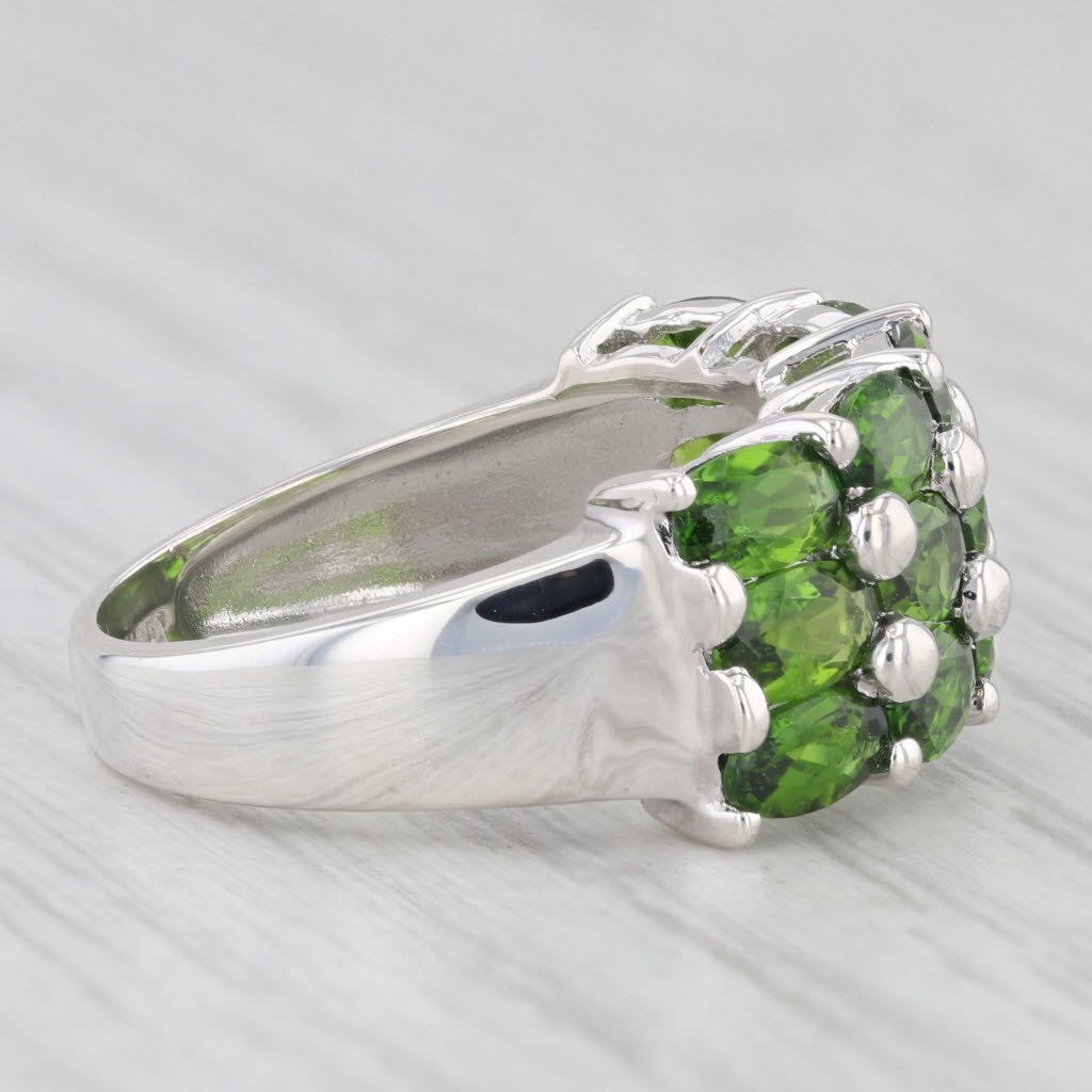 Light Gray 3.20ctw Green Chrome Diopside Cluster Ring Sterling Silver Size 6 Cocktail