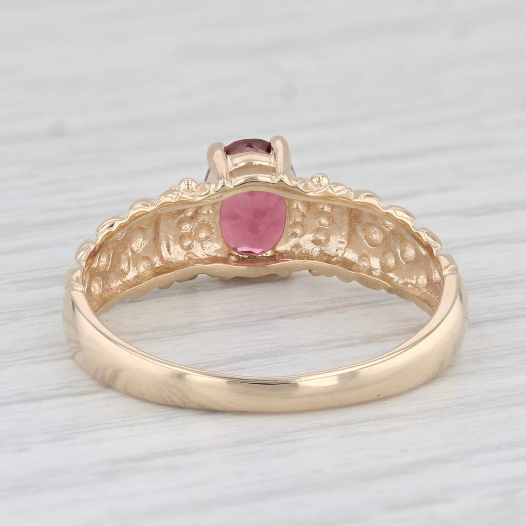 Light Gray 1.30ct Oval Pink Tourmaline Solitaire Ring 14k Yellow Gold Size 11