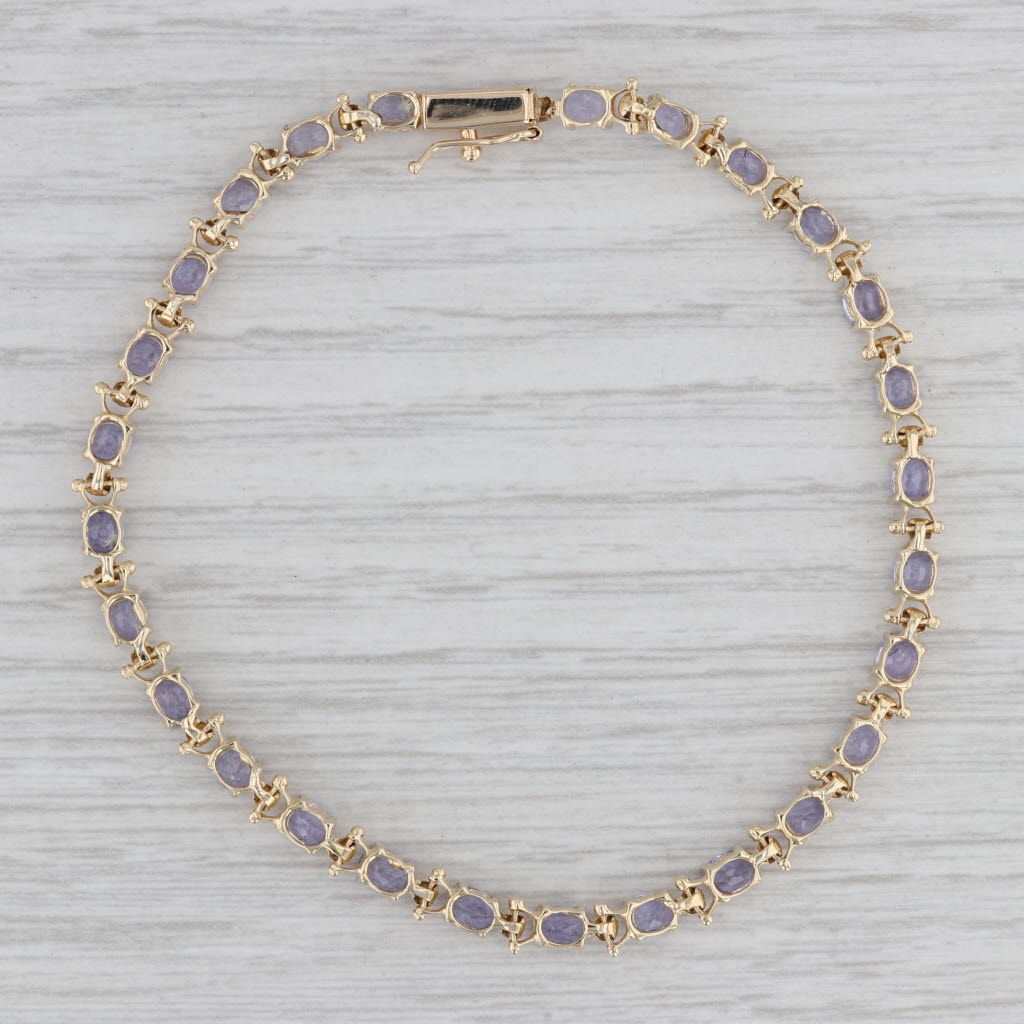 Gray 5ctw Tanzanite Tennis Bracelet 14k Yellow Gold 7.5" 4.3mm