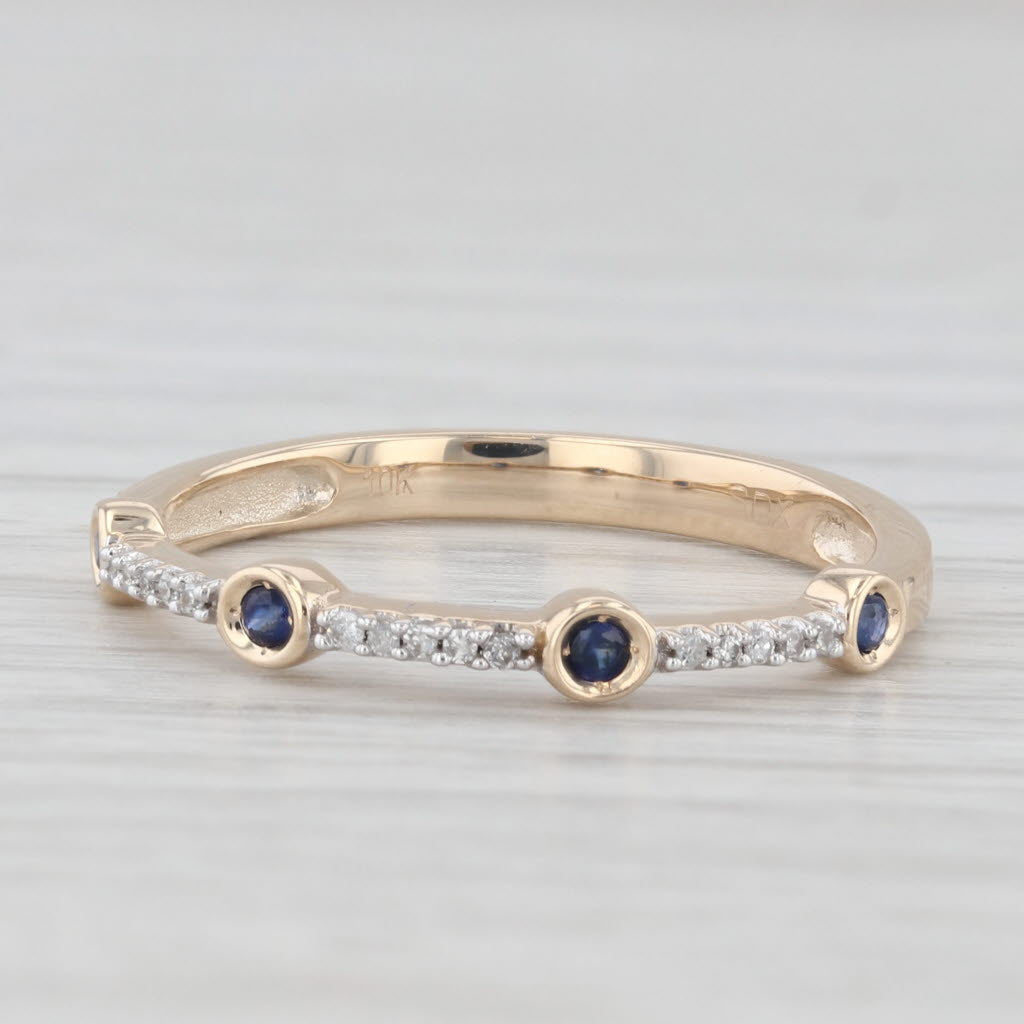 Light Gray New 0.13ctw Sapphire Diamond Ring 10k Yellow Gold Size 7 Stackable Wedding Band