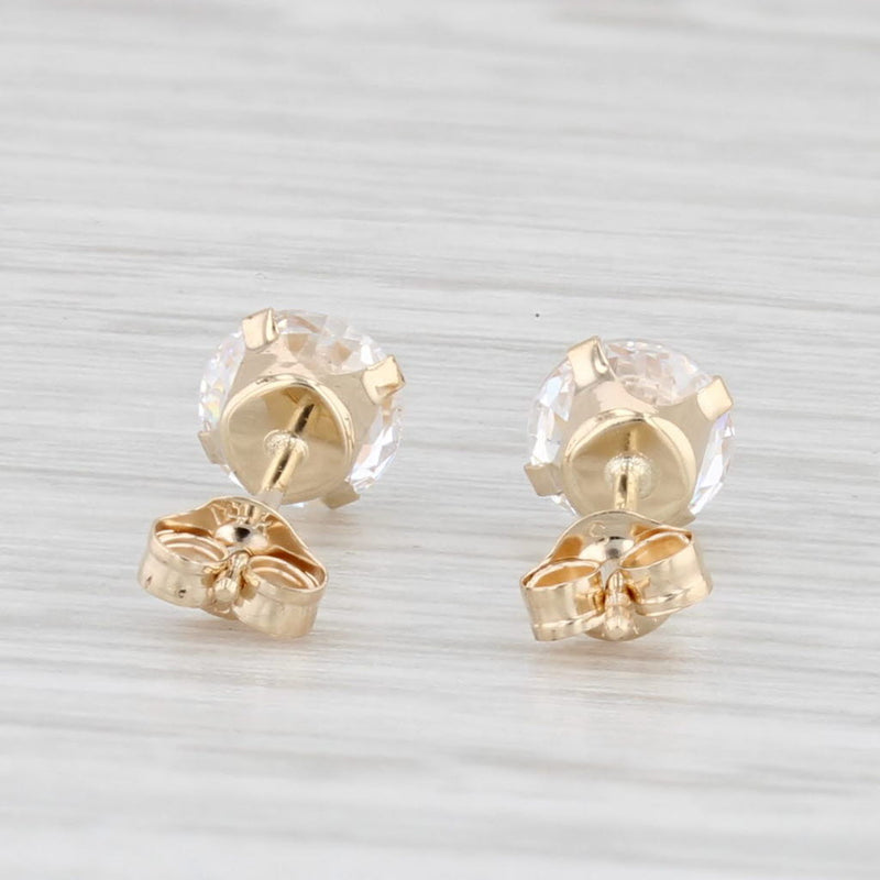 0.92ctw Cubic Zirconia Stud Earrings 14k Yellow Gold Round Solitaire Studs