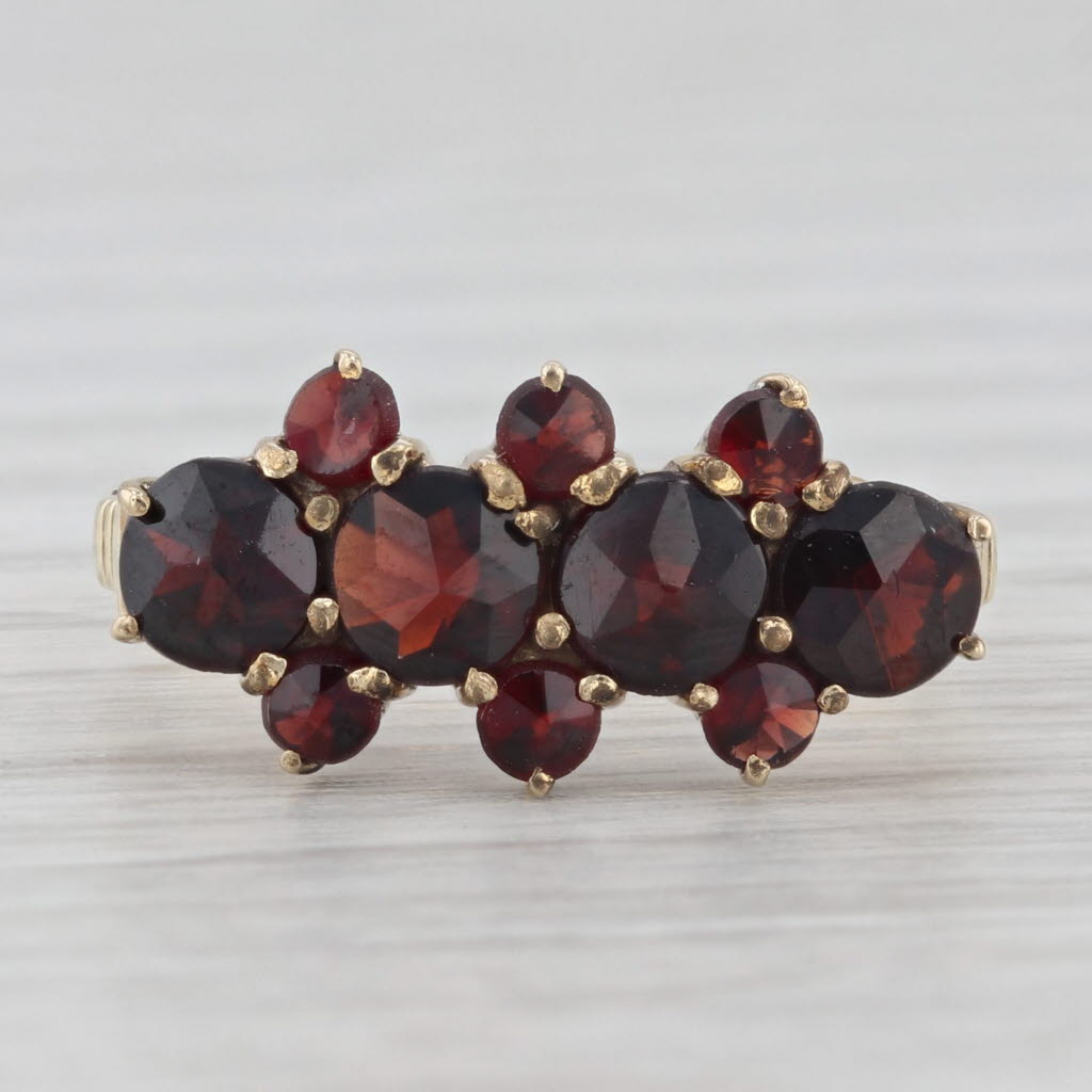 Light Gray Vintage 1.70ctw Garnet Cluster Ring 10k Yellow Gold Size 6