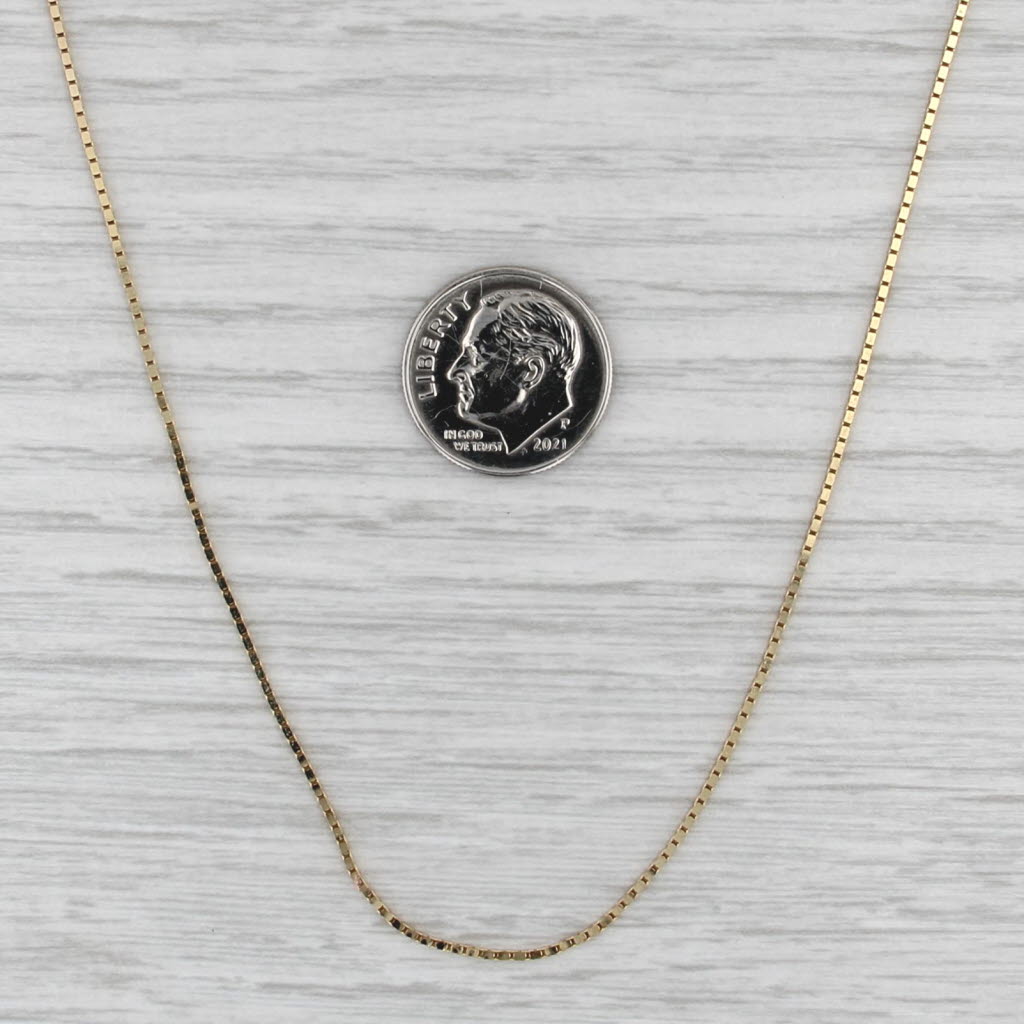 20" 0.8mm Box Chain Necklace 14k Yellow Gold Italy